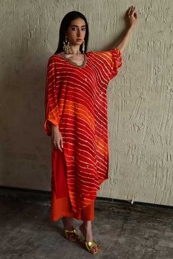 Shorshe Clothing Leheriya Pattern Kurta & Pant Set 