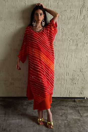 Shorshe Clothing Leheriya Pattern Kurta & Pant Set 
