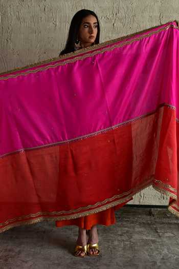 Shorshe Clothing Aadha Lace Embroidered Dupatta 
