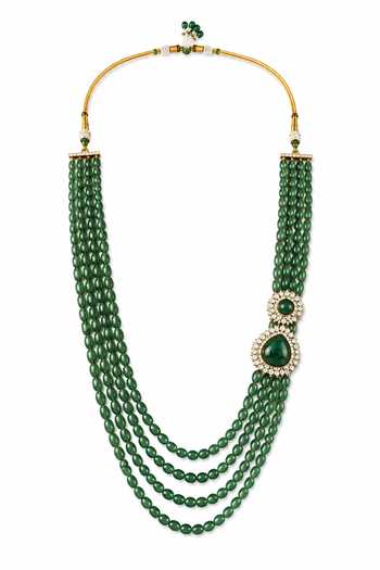 Vivinia By Vidhi Mehra Layered Green Beaded Mala 