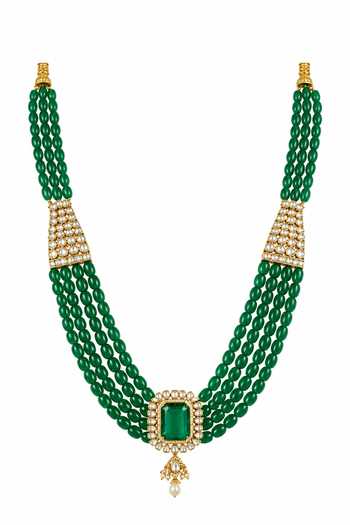 Vivinia By Vidhi Mehra Emerald Green Kundan Polki Necklace 