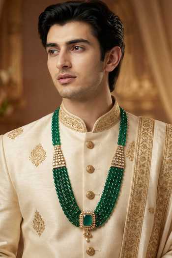Vivinia By Vidhi Mehra Emerald Green Kundan Polki Necklace 