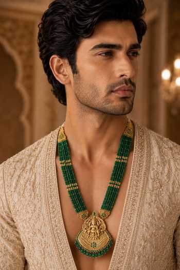 Vivinia By Vidhi Mehra Beaded Temple Pendant Necklace 