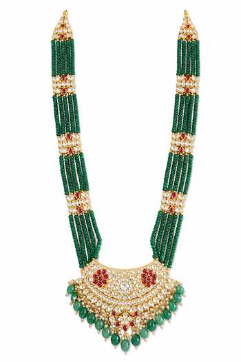 Vivinia By Vidhi Mehra Emerald Beaded Kundan Necklace 