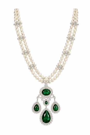 Vivinia By Vidhi Mehra Pearl Green Stone Pendant Necklace 