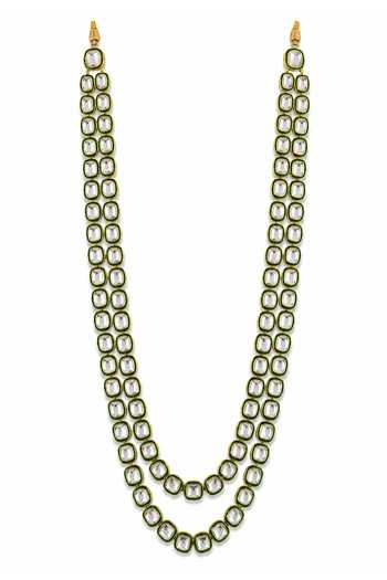 Vivinia By Vidhi Mehra Double Layered Green Kundan Necklace 
