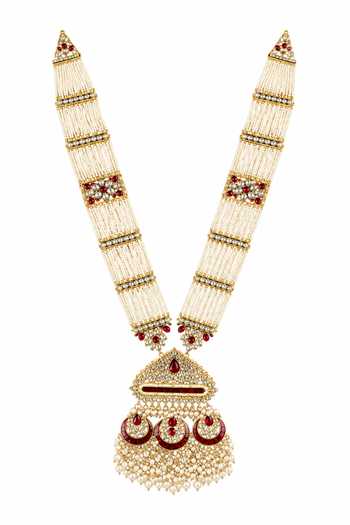 Vivinia By Vidhi Mehra Pearl Strands Kundan Pendant Necklace 