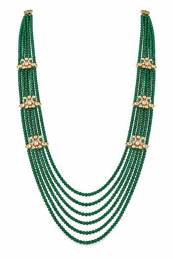 Vivinia By Vidhi Mehra Layered Green Beaded Kundan Mala 