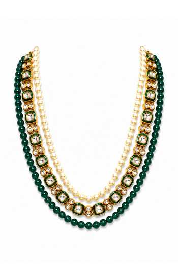 Vivinia By Vidhi Mehra Three Layered Beaded Pearl Kundan Mala 