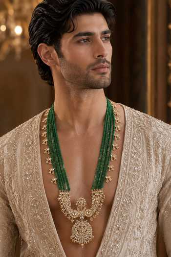 Vivinia By Vidhi Mehra Beaded Kundan Pendant Necklace 