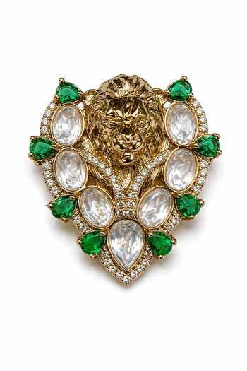 Vivinia By Vidhi Mehra Stone Lion Motif Brooch