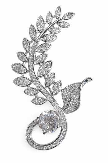 Vivinia By Vidhi Mehra Zircon Leaf Motif Brooch 