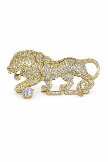 Vivinia By Vidhi Mehra Zircon Lion Motif Brooch 