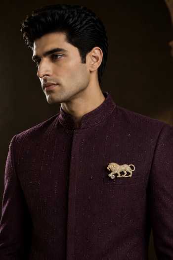 Vivinia By Vidhi Mehra Zircon Lion Motif Brooch 