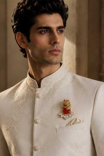Vivinia By Vidhi Mehra Stone Bear Motif Brooch