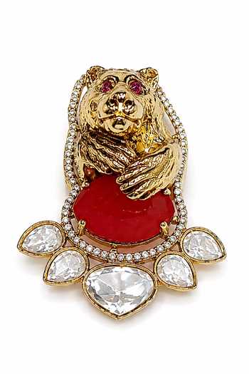Vivinia By Vidhi Mehra Stone Bear Motif Brooch