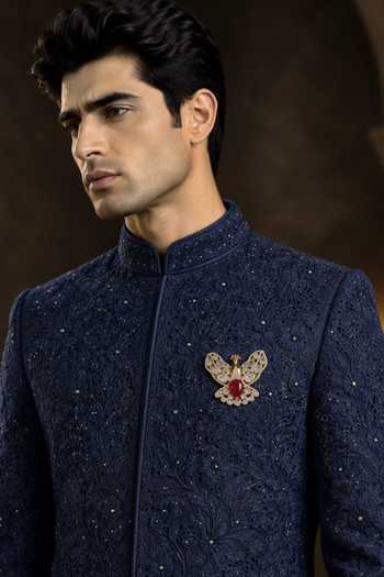 Vivinia By Vidhi Mehra Stone Peacock Motif Brooch
