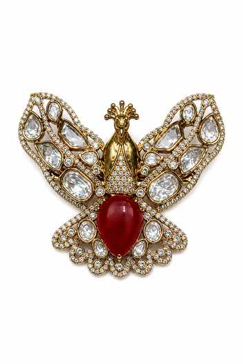 Vivinia By Vidhi Mehra Stone Peacock Motif Brooch