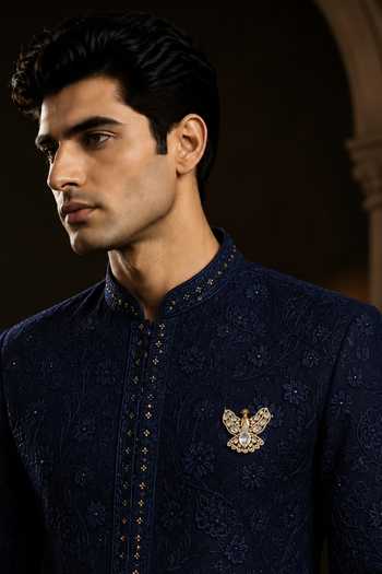 Vivinia By Vidhi Mehra Stone Peacock Motif Brooch 