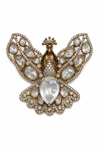 Vivinia By Vidhi Mehra Stone Peacock Motif Brooch 