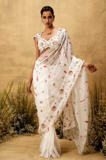 Quench A Thirst Pre-Stitched Hand Embroidered Saree Set