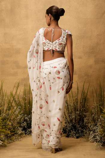 Quench A Thirst Pre-Stitched Hand Embroidered Saree Set