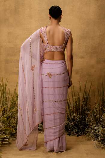 Quench A Thirst Hand Embroidered Pre-Stitched Saree With Blouse