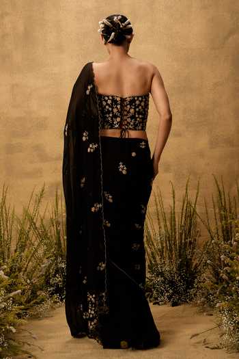 Quench A Thirst Hand Embroidered Pre-Stitched Saree With Blouse