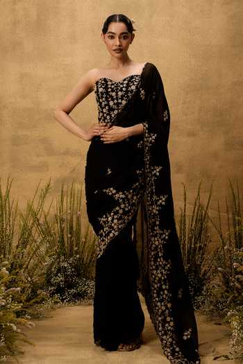 Quench A Thirst Hand Embroidered Pre-Stitched Saree With Blouse