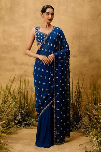 Quench A Thirst Hand Embroidered Pre-Stitched Saree & Blouse Set