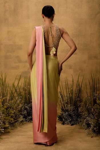 Quench A Thirst Embroidered Pre-Draped Saree With Blouse
