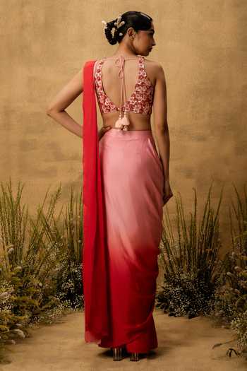 Quench A Thirst Ombre Pre-Draped Saree With Blouse