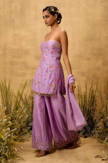 Buy Quench A Thirst Purple Silk, Organza, Chanderi Sweetheart Neck, Yes Hand Embroidered Kurta Set Online at Aza Fashions Buy_Quench A Thirst_Purple Silk, Organza, Chanderi Sweetheart Neck, Yes Hand Embroidered Kurta Set _Online_at_Aza_Fashions