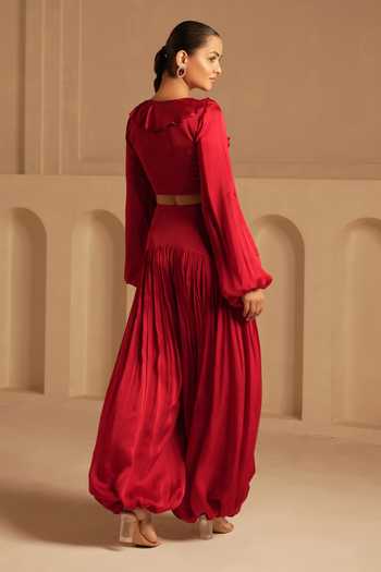 Kiran Kalsi Ruffle Top & Pant Set 