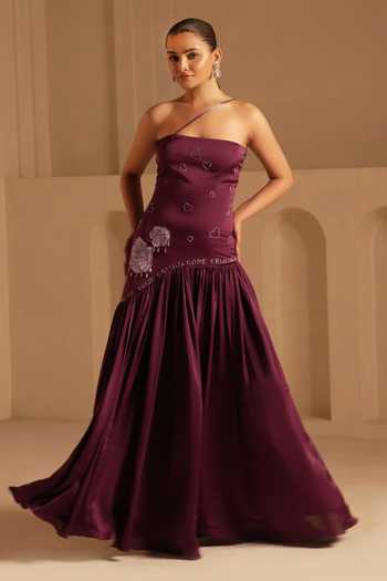 Kiran Kalsi Satin One-Shoulder Dress 