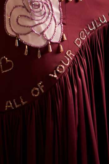 Shop_Kiran Kalsi_Purple Satin One Shoulder Dress _Online_at_Aza_Fashions