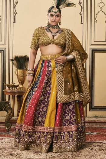 Itrh Rangotsav Brocade Phulkari Lehenga Set 
