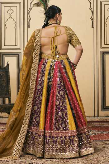 Itrh Rangotsav Brocade Phulkari Lehenga Set 