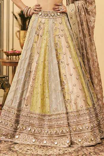 Itrh Multi Color Tissue, Brocade, Organza Sweetheart Neck Pallavi Lehenga Set Online at Aza Fashions Itrh_Multi Color Tissue, Brocade, Organza Sweetheart Neck Pallavi Lehenga Set _Online_at_Aza_Fashions