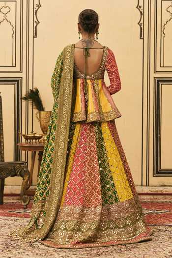 Itrh Rangeen Bandhani Pattern Peplum Top Lehenga Set