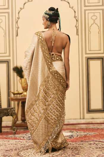Itrh Kansya Tissue Brocade Saree With Blouse