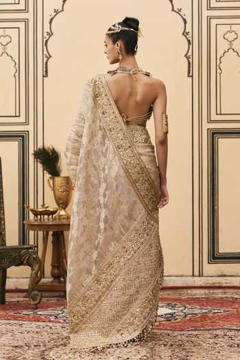 Itrh Dhoomra Tissue Brocade Saree With Metal Blouse