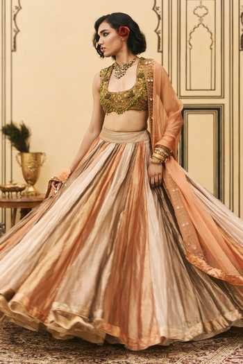Buy Itrh Multi Color Tissue, Net, Organza Square Neck Rangbahar Brocade Lehenga Set Online at Aza Fashions Buy_Itrh_Multi Color Tissue, Net, Organza Square Neck Rangbahar Brocade Lehenga Set _Online_at_Aza_Fashions