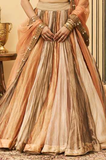 Shop Itrh Multi Color Tissue, Net, Organza Square Neck Rangbahar Brocade Lehenga Set Online at Aza Fashions Shop_Itrh_Multi Color Tissue, Net, Organza Square Neck Rangbahar Brocade Lehenga Set _Online_at_Aza_Fashions