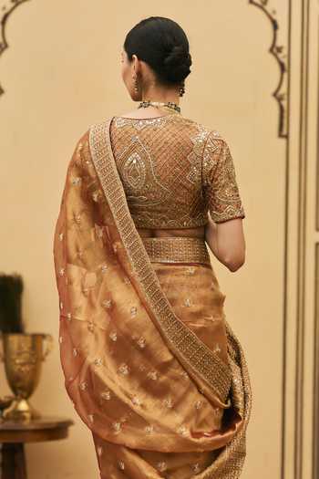 Itrh Tamra Tissue Saree With Embroidered Blouse