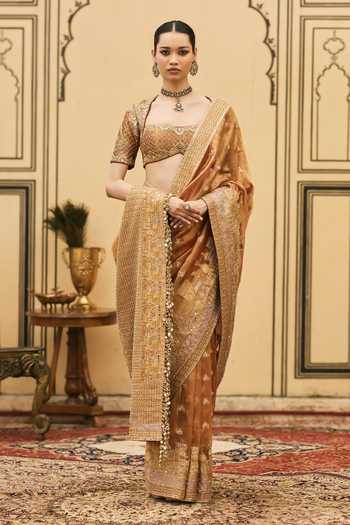 Itrh Tamra Tissue Saree With Embroidered Blouse