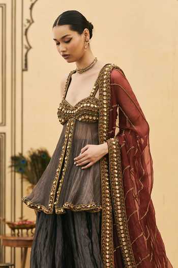Itrh Neel-Shyam Embroidered Peplum Kurta Set 