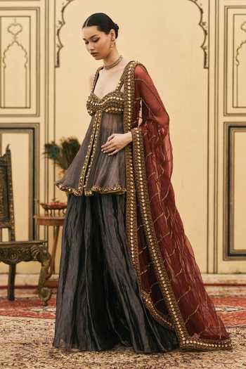 Itrh Neel-Shyam Embroidered Peplum Kurta Set 