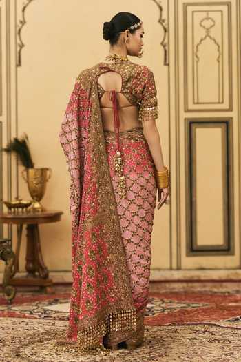 Itrh Gulrukh Ombre Embroidered Saree With Blouse 