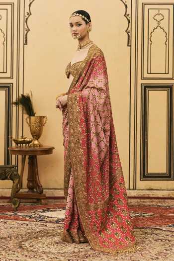 Buy Itrh Pink Georgette, Organza Sweetheart Gulrukh Ombre Embroidered Saree With Blouse Online at Aza Fashions Buy_Itrh_Pink Georgette, Organza Sweetheart Gulrukh Ombre Embroidered Saree With Blouse _Online_at_Aza_Fashions